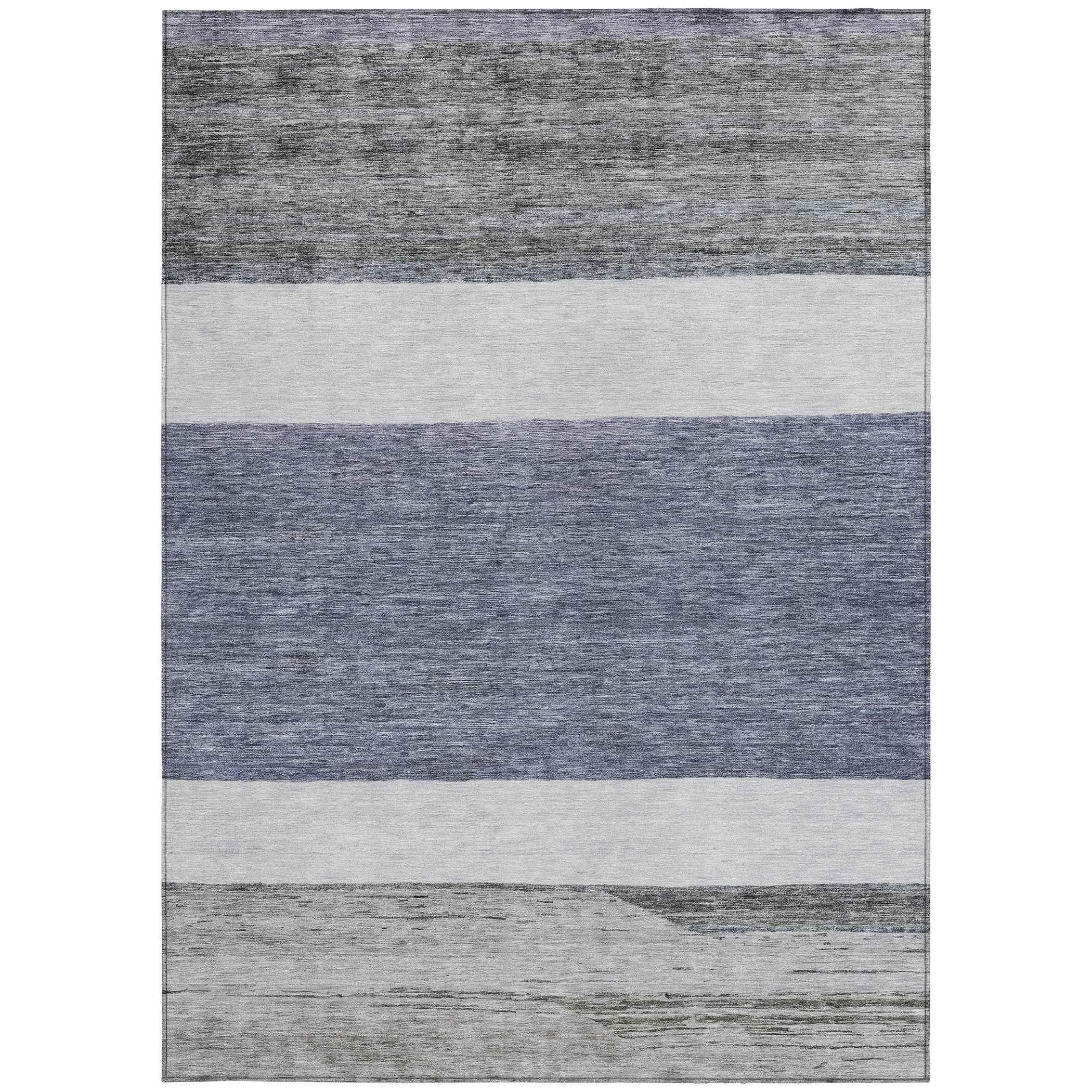 3' X 5' Denim Blue Ivory And Gray Abstract Washable Indoor Outdoor Area Rug
