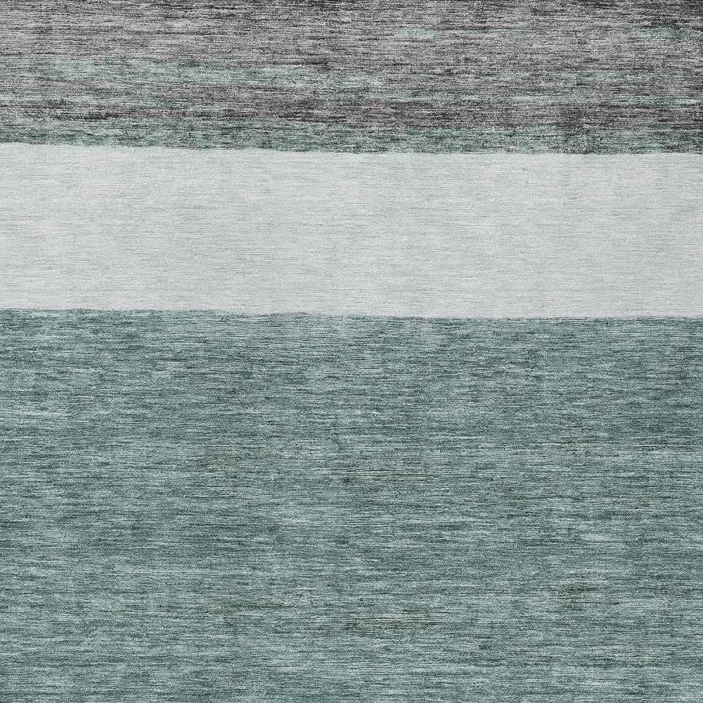 3' X 5' Teal Blue Off White And Gray Abstract Washable Indoor Outdoor Area Rug