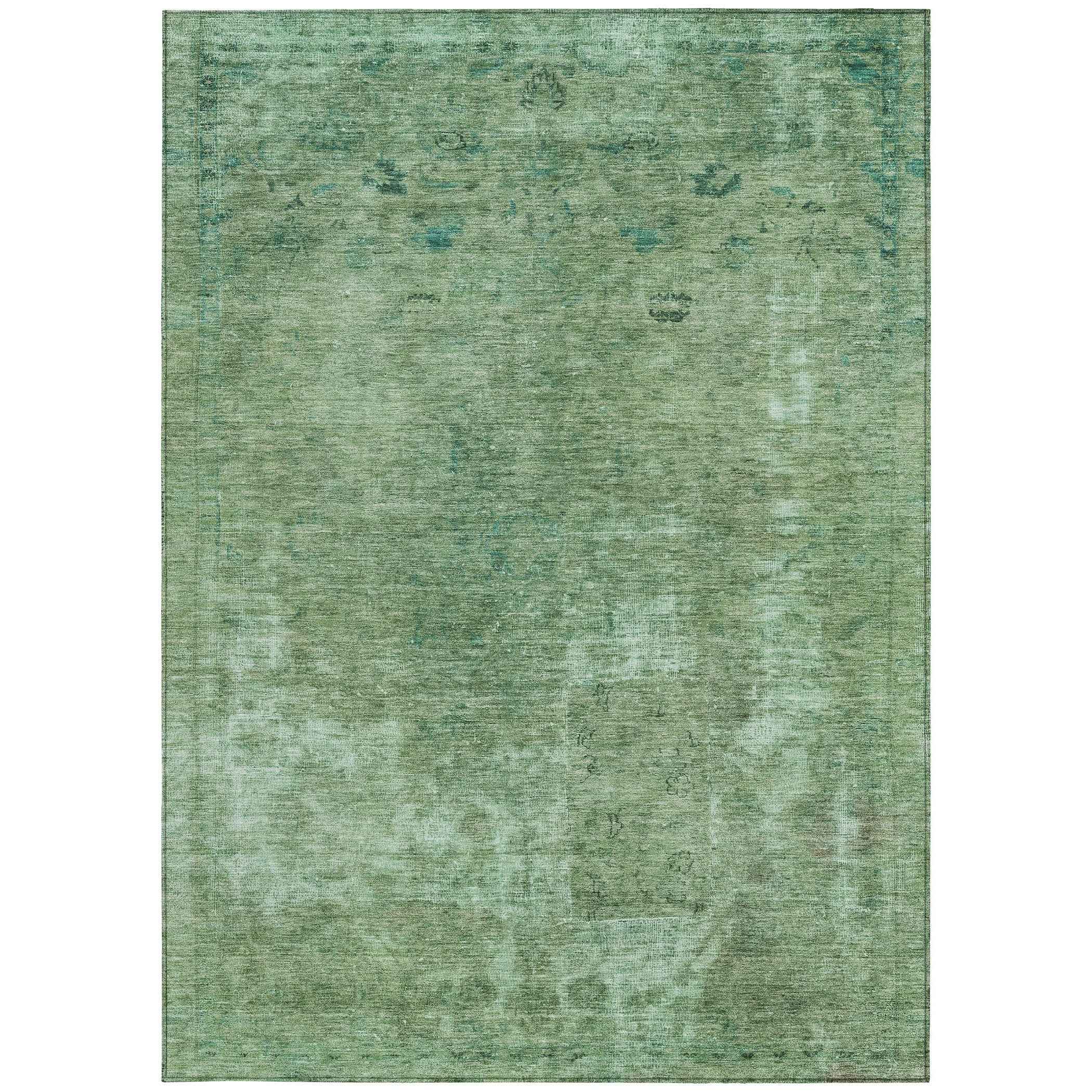5' X 8' Sage And Mint Green Abstract Washable Indoor Outdoor Area Rug