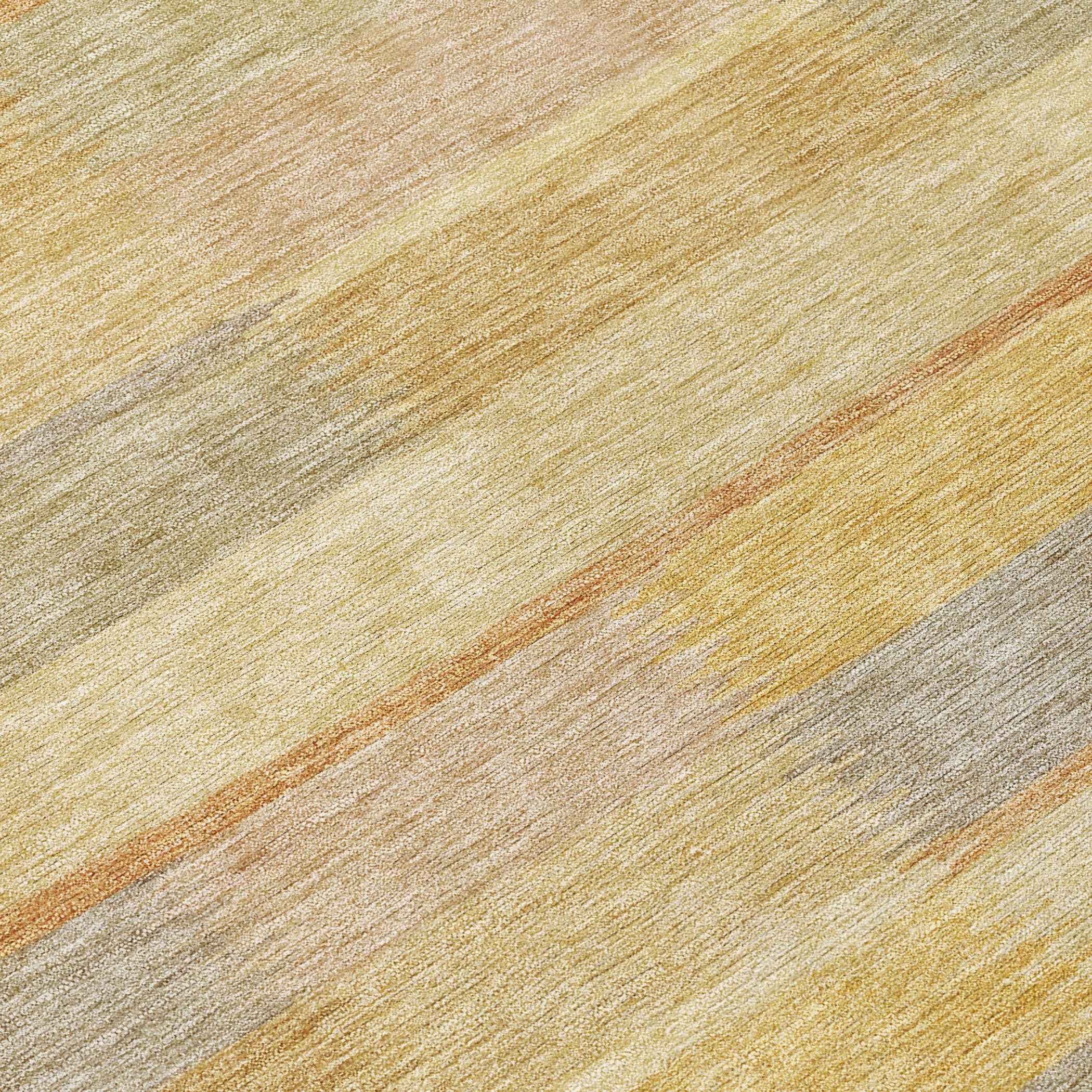 8' Wheat Beige And Gold Round Striped Washable Indoor Outdoor Area Rug