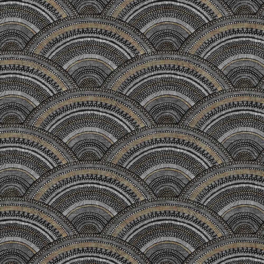 9' X 12' Black Ivory And Gold Geometric Washable Indoor Outdoor Area Rug