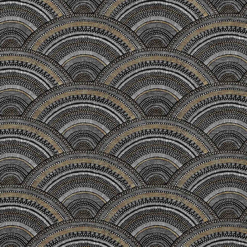 9' X 12' Black Ivory And Gold Geometric Washable Indoor Outdoor Area Rug