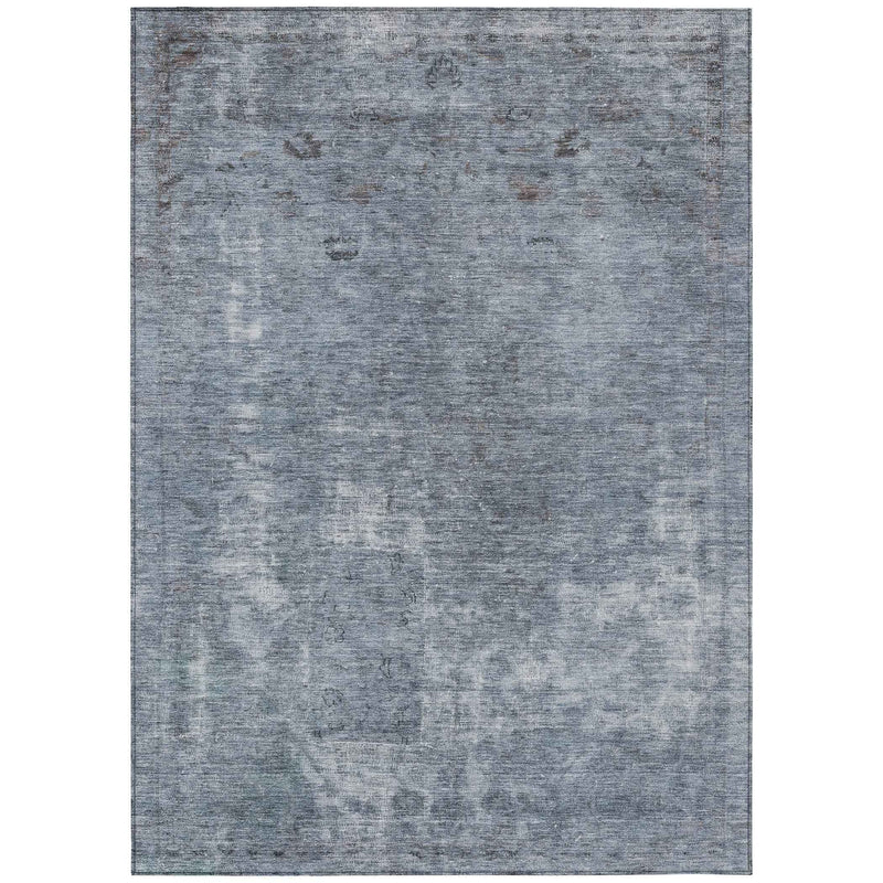 8' X 10' Blue And Gray Abstract Washable Indoor Outdoor Area Rug