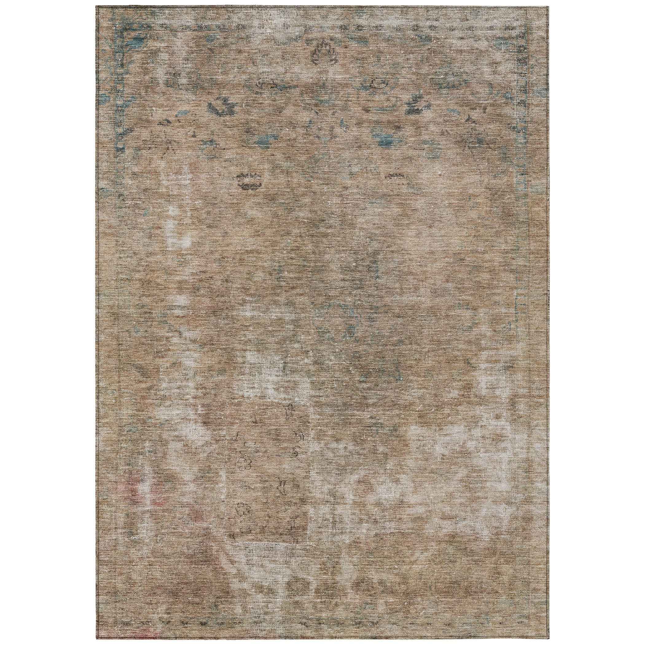 3' X 5' Beige And Taupe Abstract Washable Indoor Outdoor Area Rug