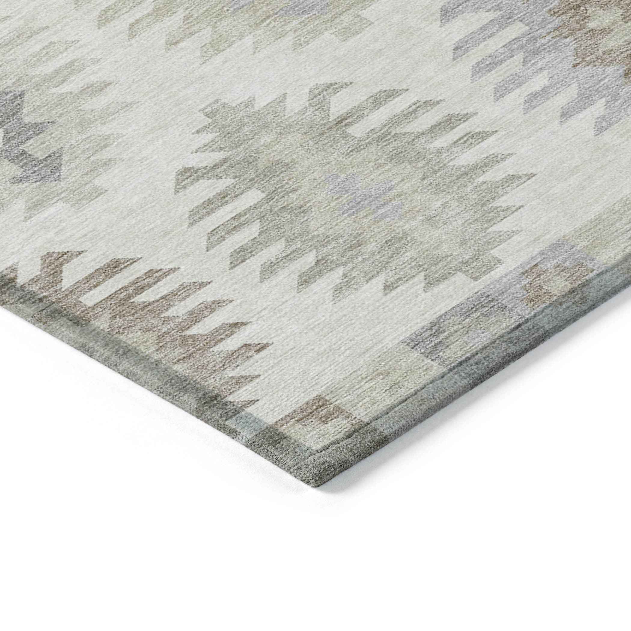 9' X 12' Ivory Khaki And Gray Southwestern Washable Indoor Outdoor Area Rug