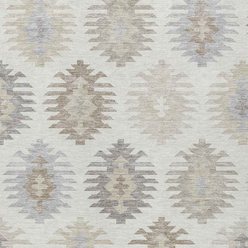 9' X 12' Ivory Khaki And Gray Southwestern Washable Indoor Outdoor Area Rug