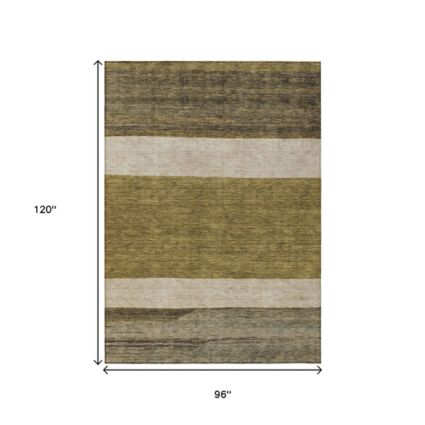 8' X 10' Coffee Ivory And Gray Abstract Washable Indoor Outdoor Area Rug