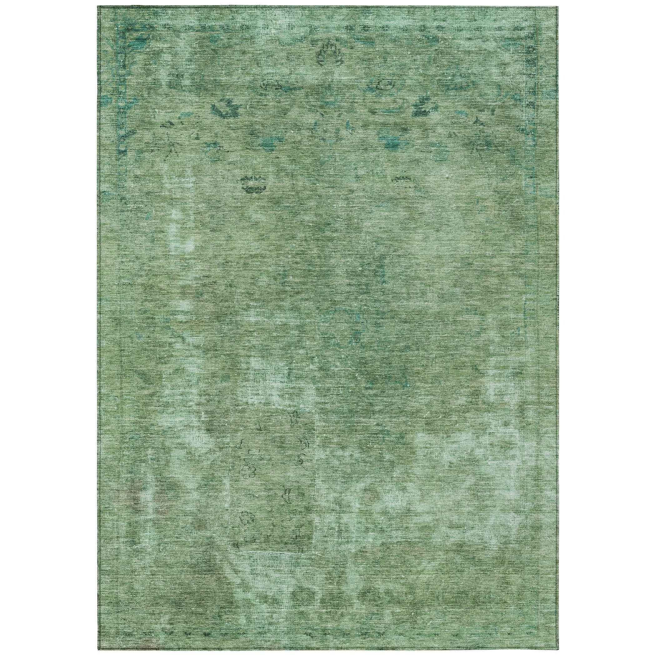 9' X 12' Sage And Mint Green Abstract Washable Indoor Outdoor Area Rug