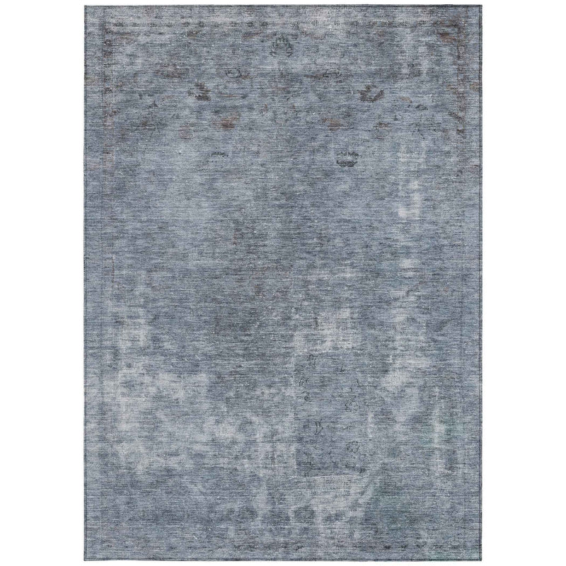9' X 12' Blue And Gray Abstract Washable Indoor Outdoor Area Rug