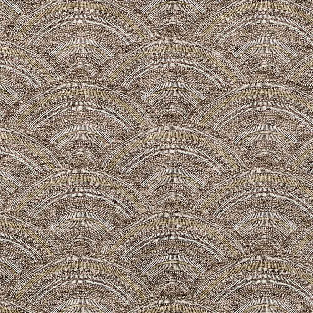 10' X 14' Brown Beige And Taupe Geometric Washable Indoor Outdoor Area Rug