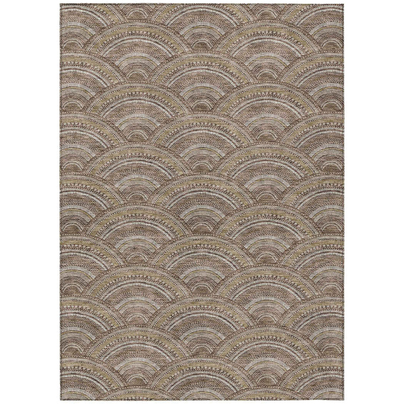 10' X 14' Brown Beige And Taupe Geometric Washable Indoor Outdoor Area Rug