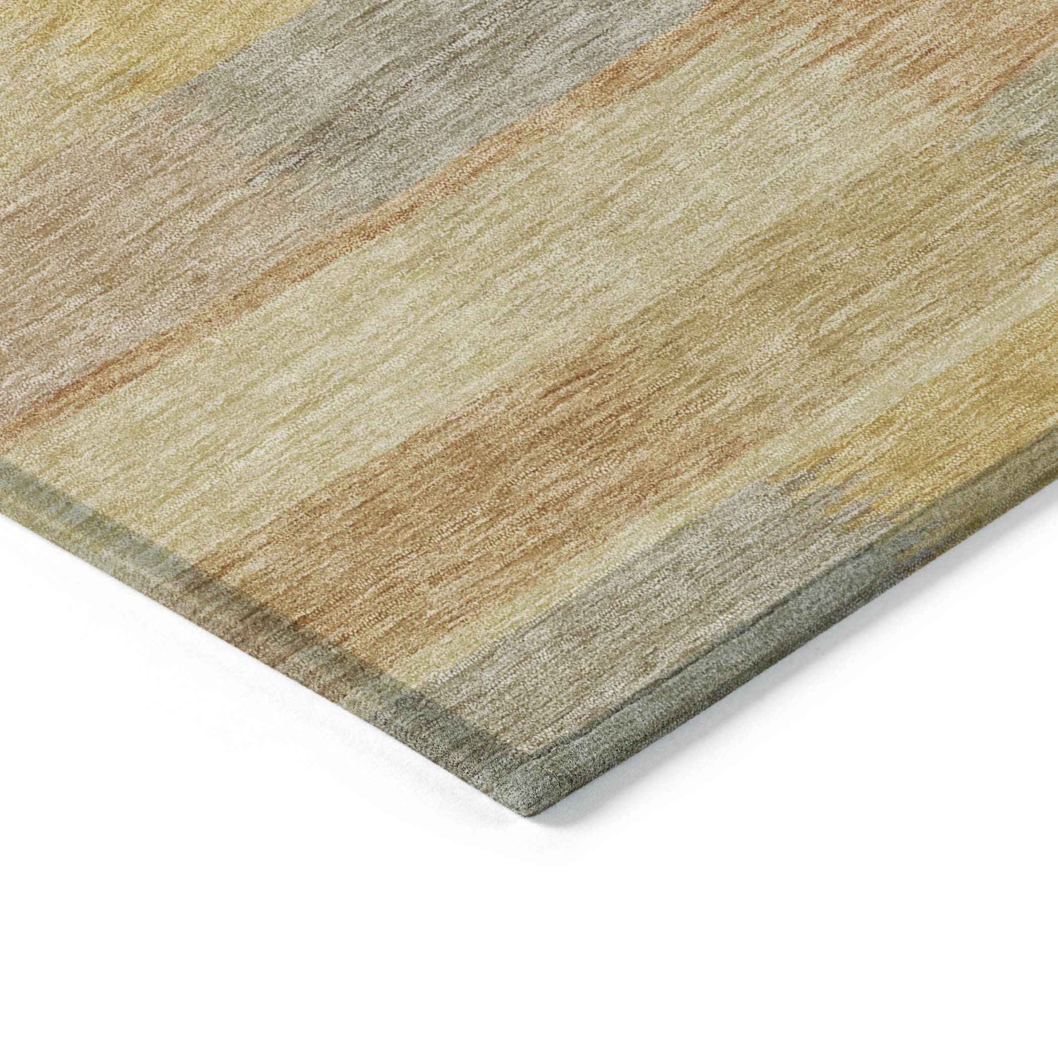 9' X 12' Wheat Beige And Gold Striped Washable Indoor Outdoor Area Rug