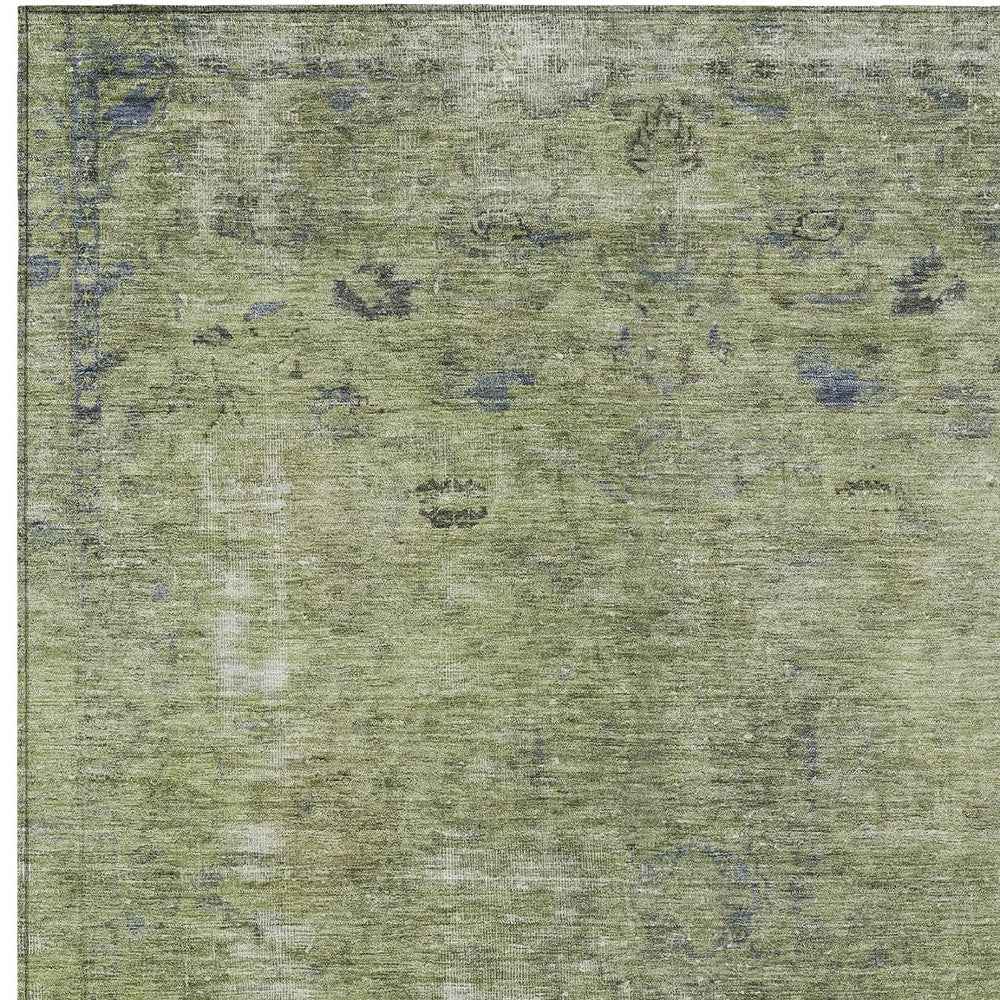 3' X 5' Artichoke Green And Beige Abstract Washable Indoor Outdoor Area Rug