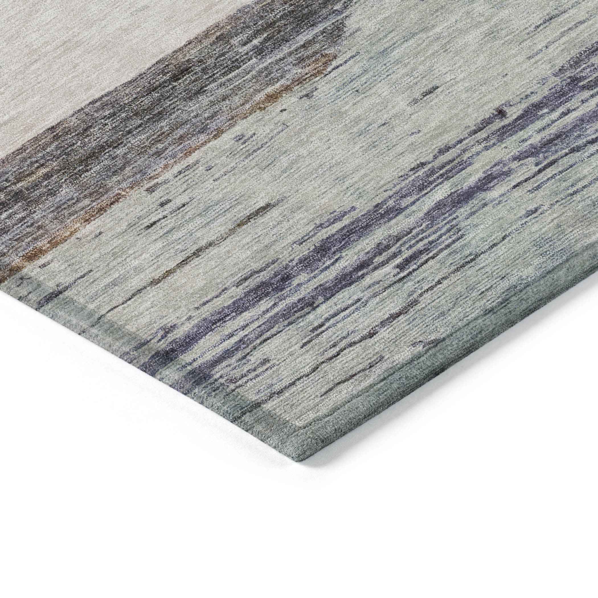 9' X 12' Brown Ivory And Blue Abstract Washable Indoor Outdoor Area Rug