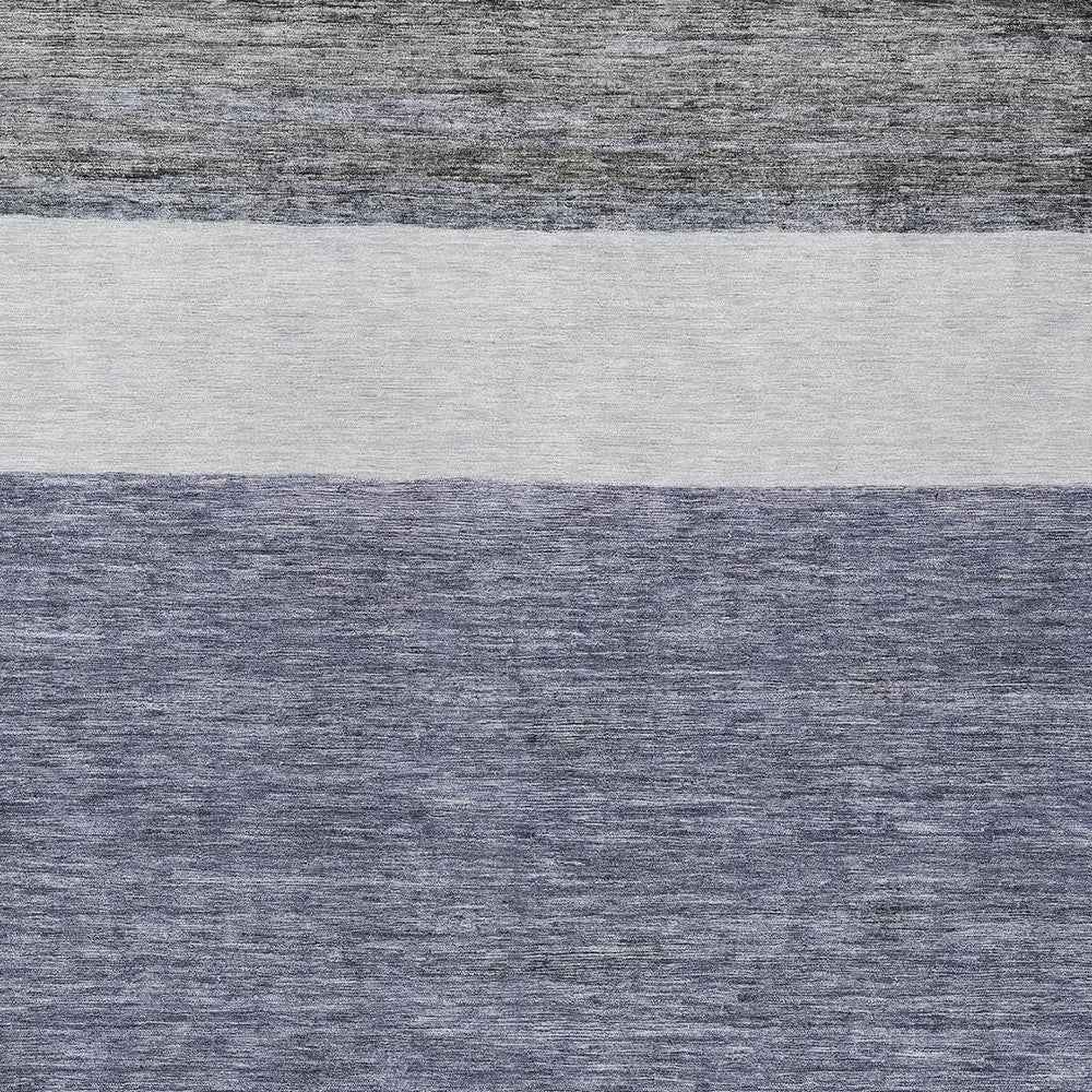 9' X 12' Denim Blue Ivory And Gray Abstract Washable Indoor Outdoor Area Rug