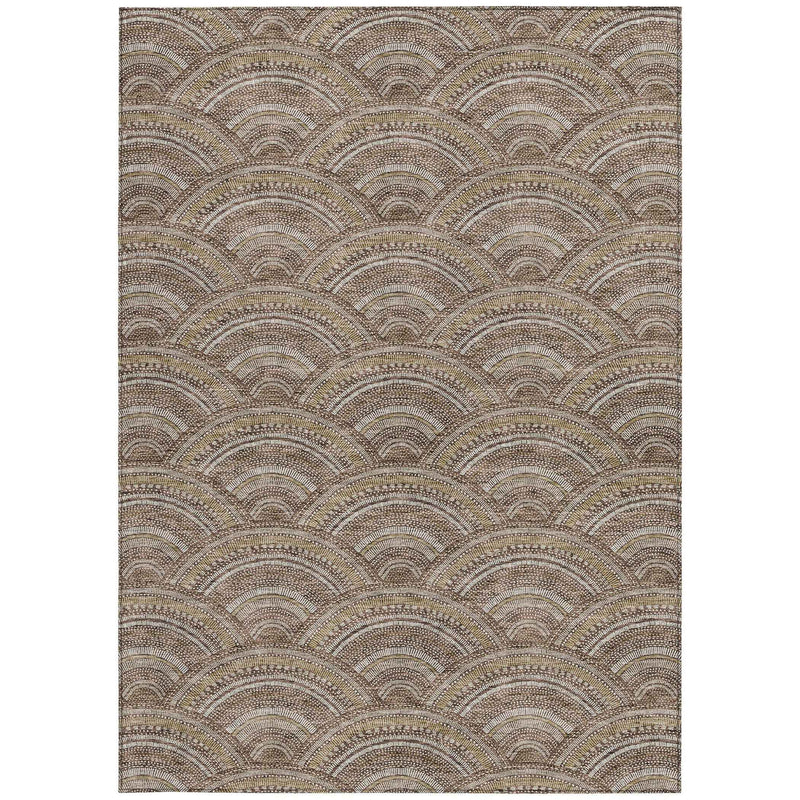 8' X 10' Brown Beige And Taupe Geometric Washable Indoor Outdoor Area Rug