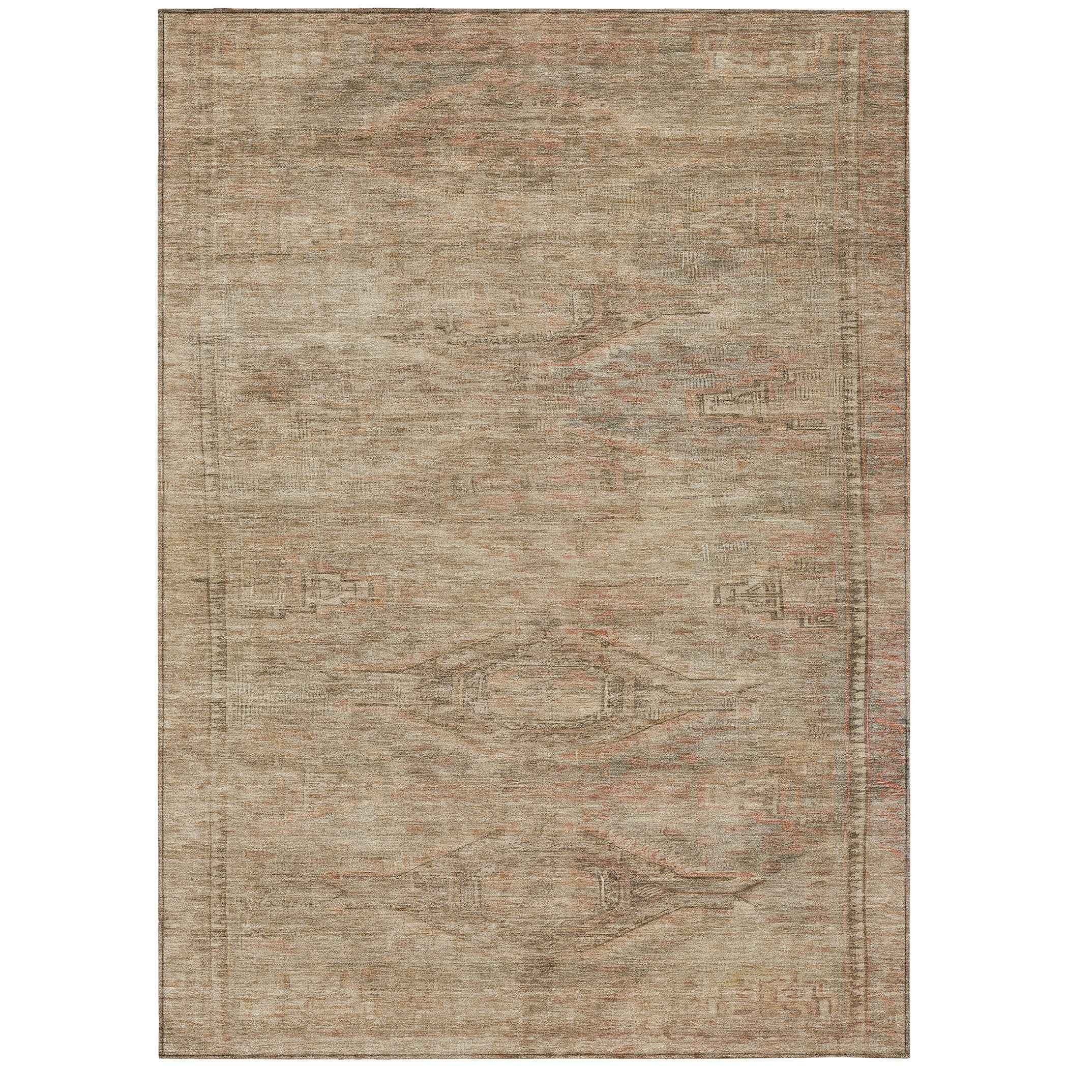 3' X 5' Beige And Taupe Aztec Washable Indoor Outdoor Area Rug
