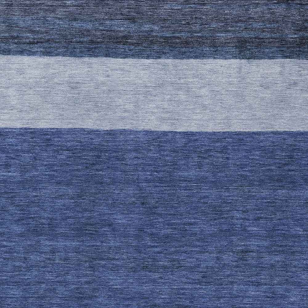5' X 8' Navy Blue Sky Blue And Charcoal Abstract Washable Indoor Outdoor Area Rug