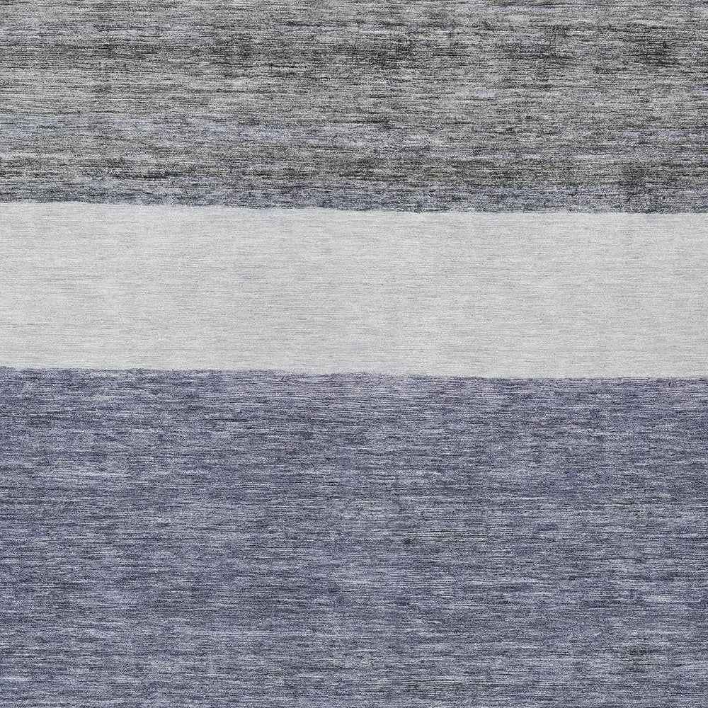 10' X 14' Denim Blue Ivory And Gray Abstract Washable Indoor Outdoor Area Rug