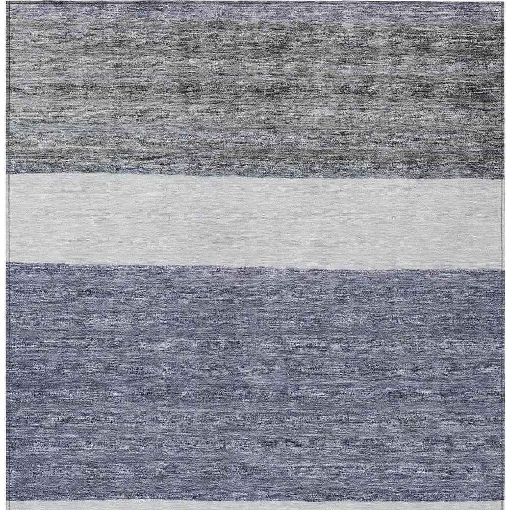10' X 14' Denim Blue Ivory And Gray Abstract Washable Indoor Outdoor Area Rug