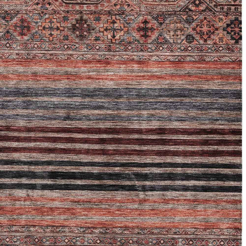 3' X 5' Rust Gray And Salmon Medallion Washable Indoor Outdoor Area Rug