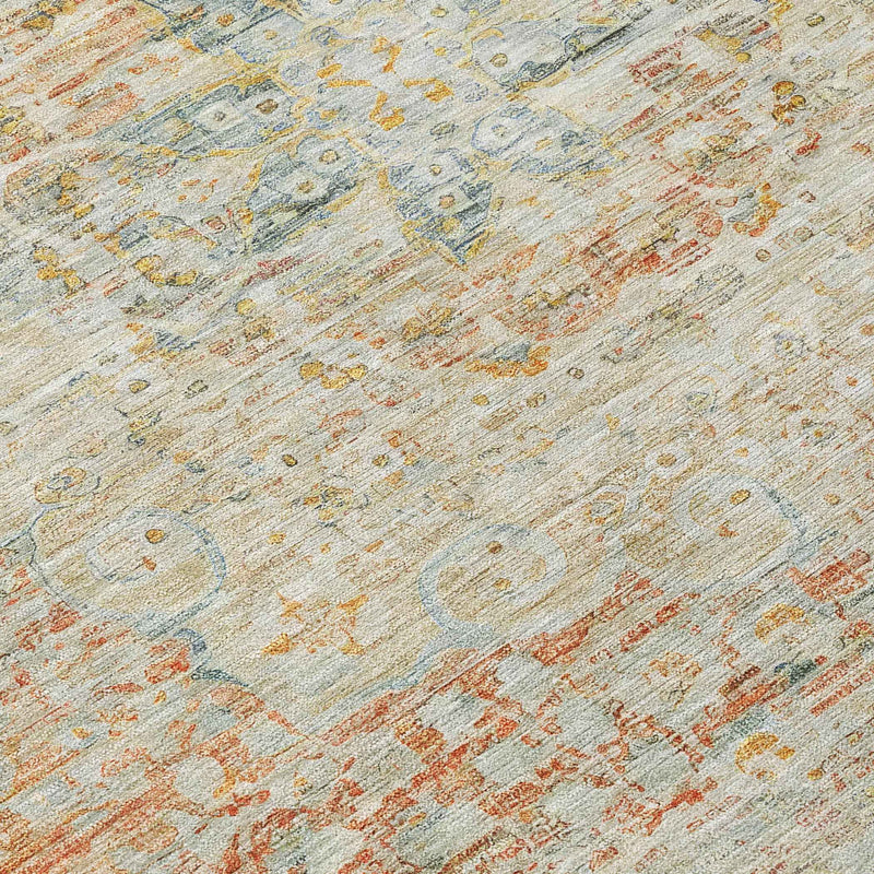 8' Tan And Beige Round Medallion Washable Indoor Outdoor Area Rug