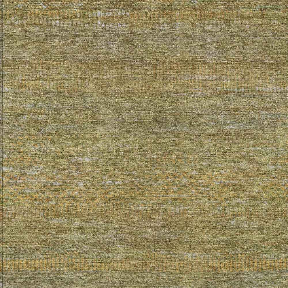 5' X 8' Sage And Gold Striped Washable Indoor Outdoor Area Rug
