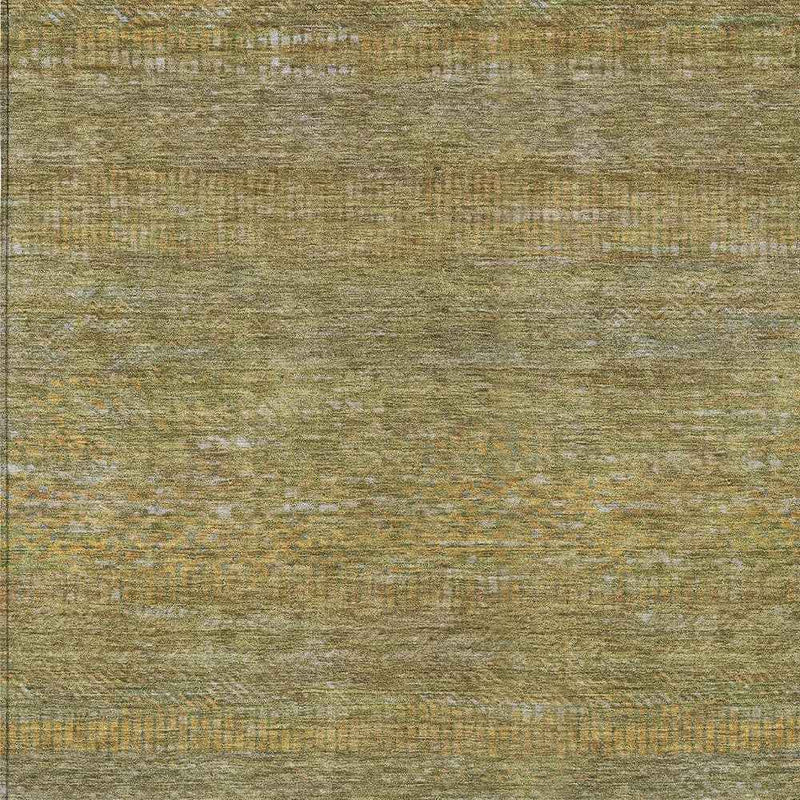5' X 8' Sage And Gold Striped Washable Indoor Outdoor Area Rug