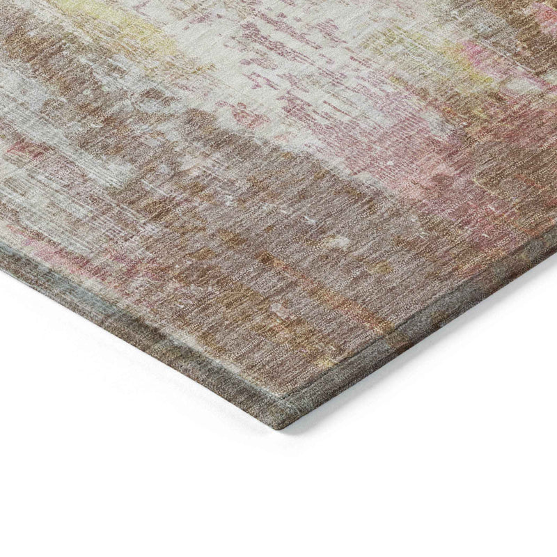 10' X 14' Tan Mauve And Ivory Abstract Washable Indoor Outdoor Area Rug