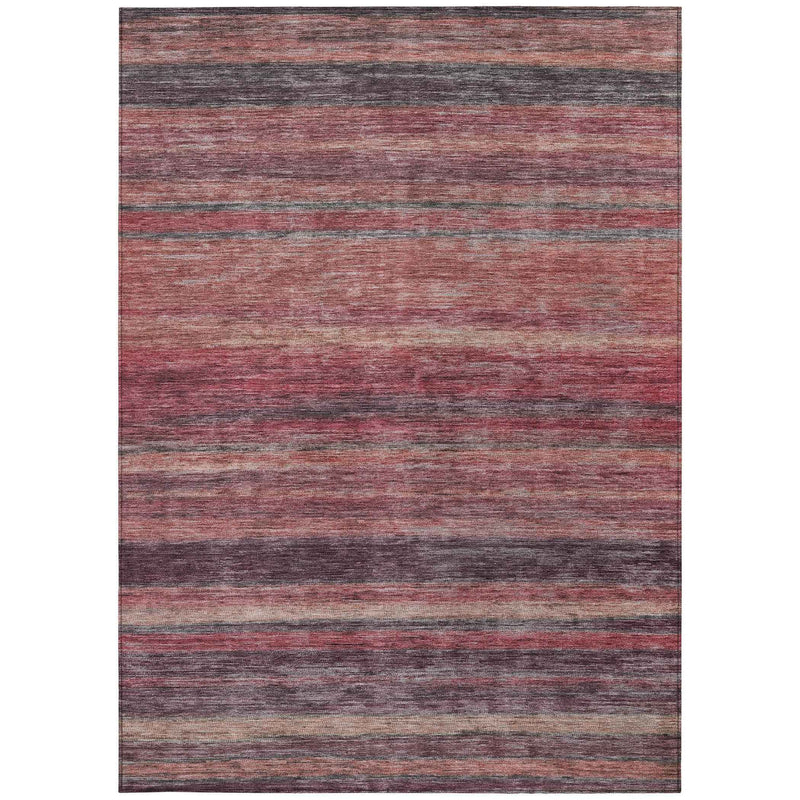 8' X 10' Rust And Blush Striped Washable Indoor Outdoor Area Rug
