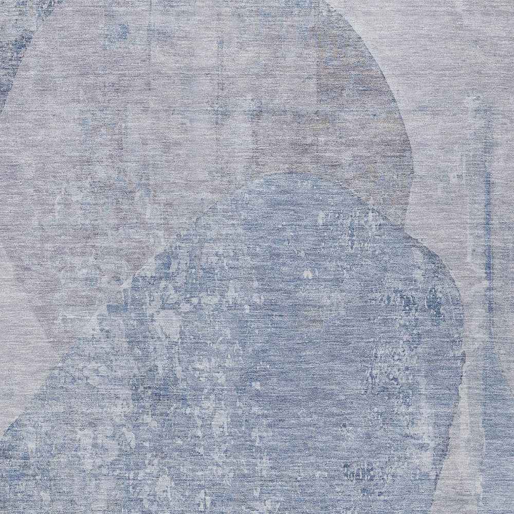 5' X 8' Sky Blue And Denim Blue Abstract Washable Indoor Outdoor Area Rug