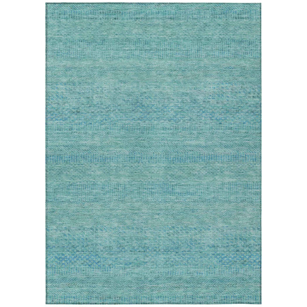 3' X 5' Aqua And Teal Blue Striped Washable Indoor Outdoor Area Rug