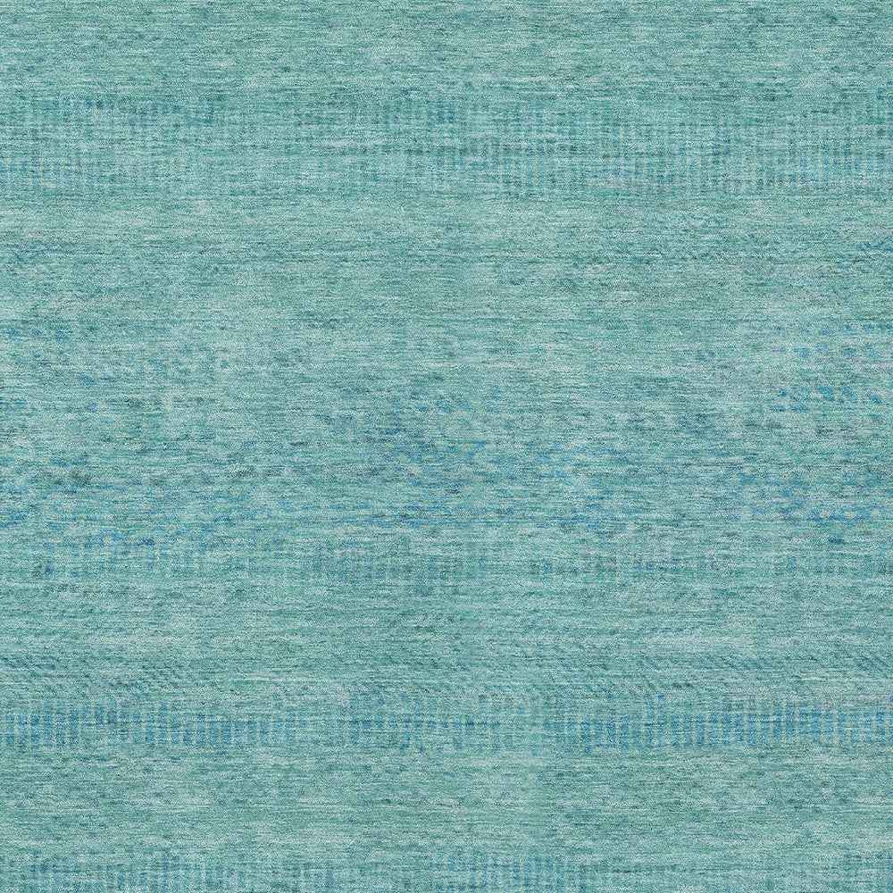 3' X 5' Aqua And Teal Blue Striped Washable Indoor Outdoor Area Rug
