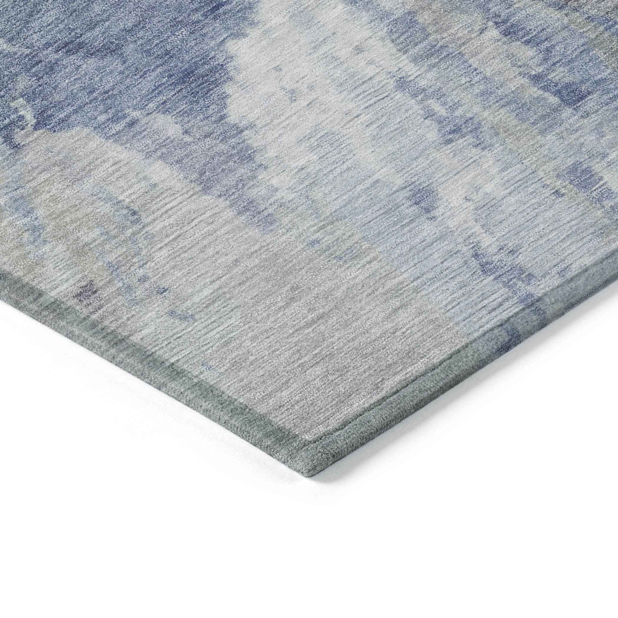10' X 14' Denim Blue And Linen Abstract Washable Indoor Outdoor Area Rug