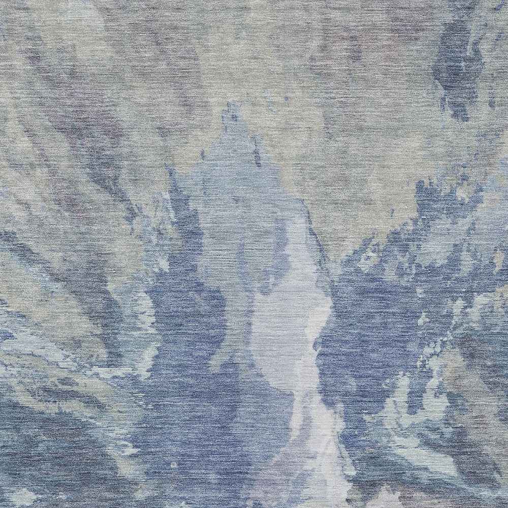 10' X 14' Denim Blue And Linen Abstract Washable Indoor Outdoor Area Rug