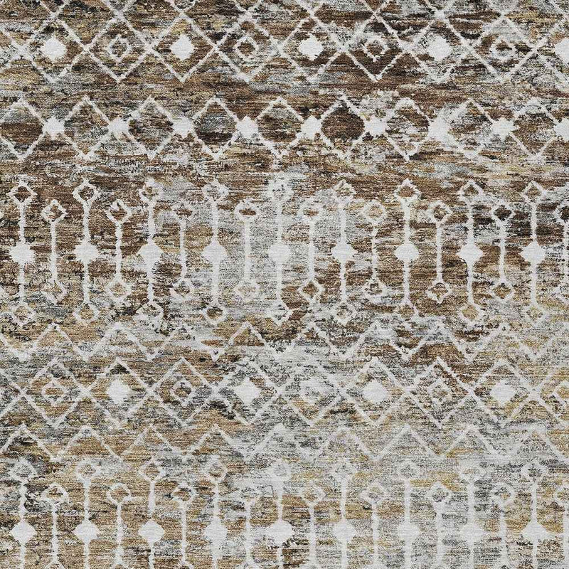 5' X 8' Brown And Beige Argyle Washable Indoor Outdoor Area Rug