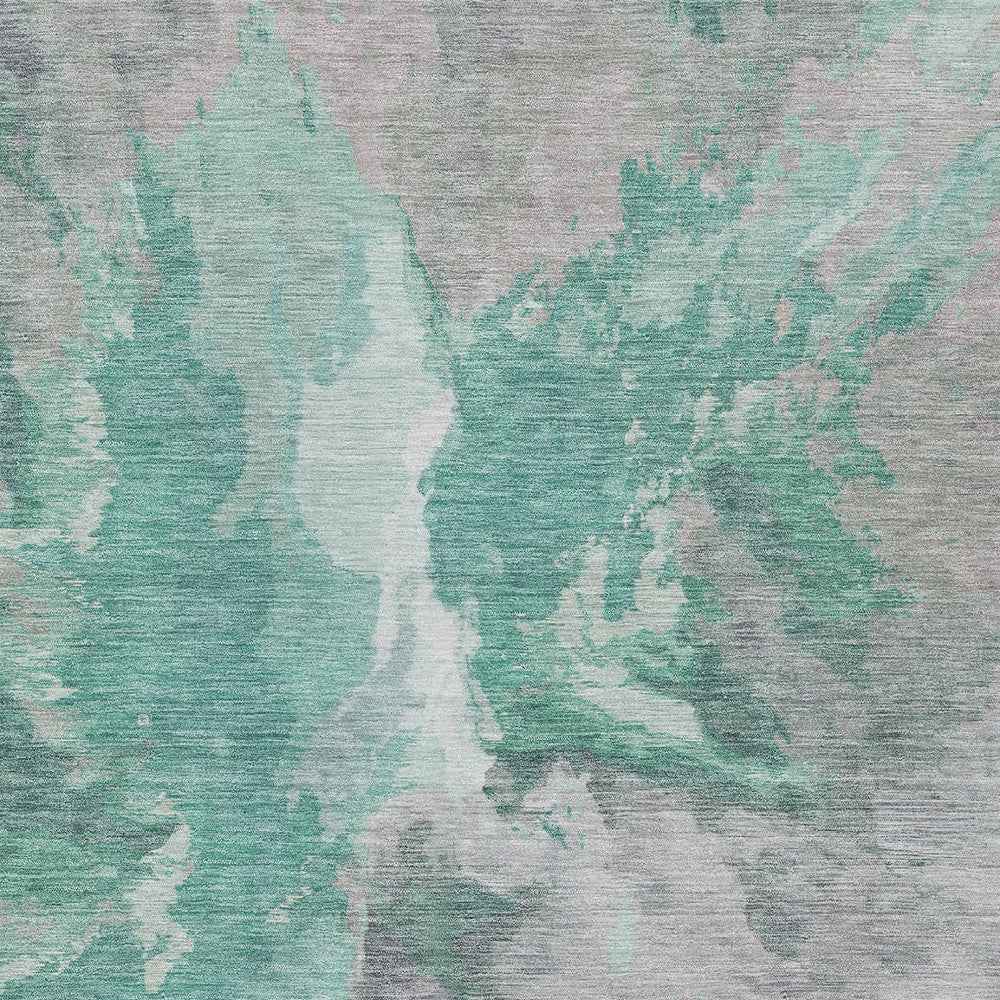 9' X 12' Teal Blue And Lavender Abstract Washable Indoor Outdoor Area Rug