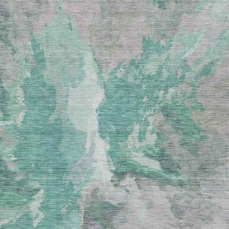 9' X 12' Teal Blue And Lavender Abstract Washable Indoor Outdoor Area Rug