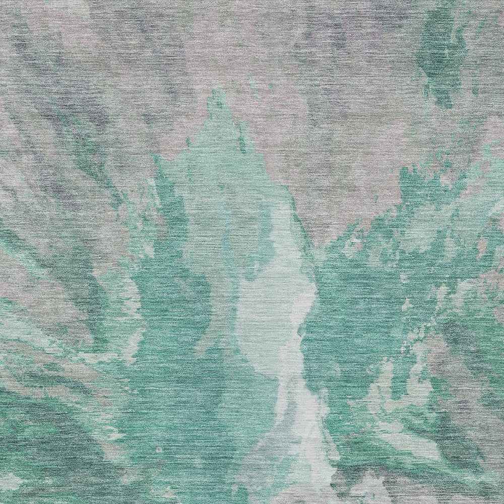 5' X 8' Teal Blue And Lavender Abstract Washable Indoor Outdoor Area Rug