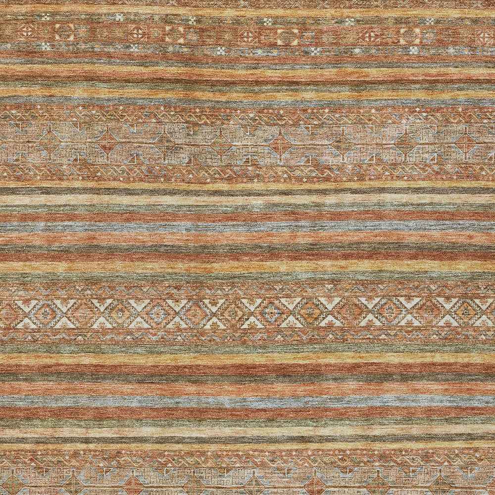 3' X 5' Terra Cotta Copper And Gray Southwestern Washable Indoor Outdoor Area Rug