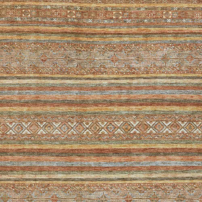 3' X 5' Terra Cotta Copper And Gray Southwestern Washable Indoor Outdoor Area Rug