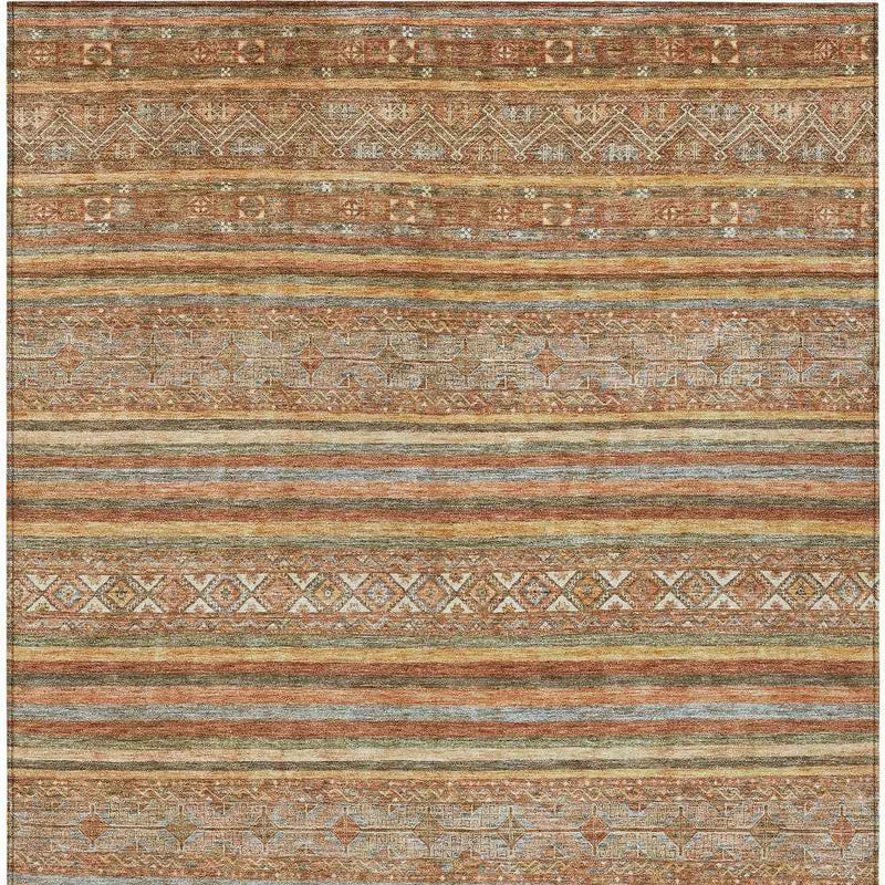3' X 5' Terra Cotta Copper And Gray Southwestern Washable Indoor Outdoor Area Rug