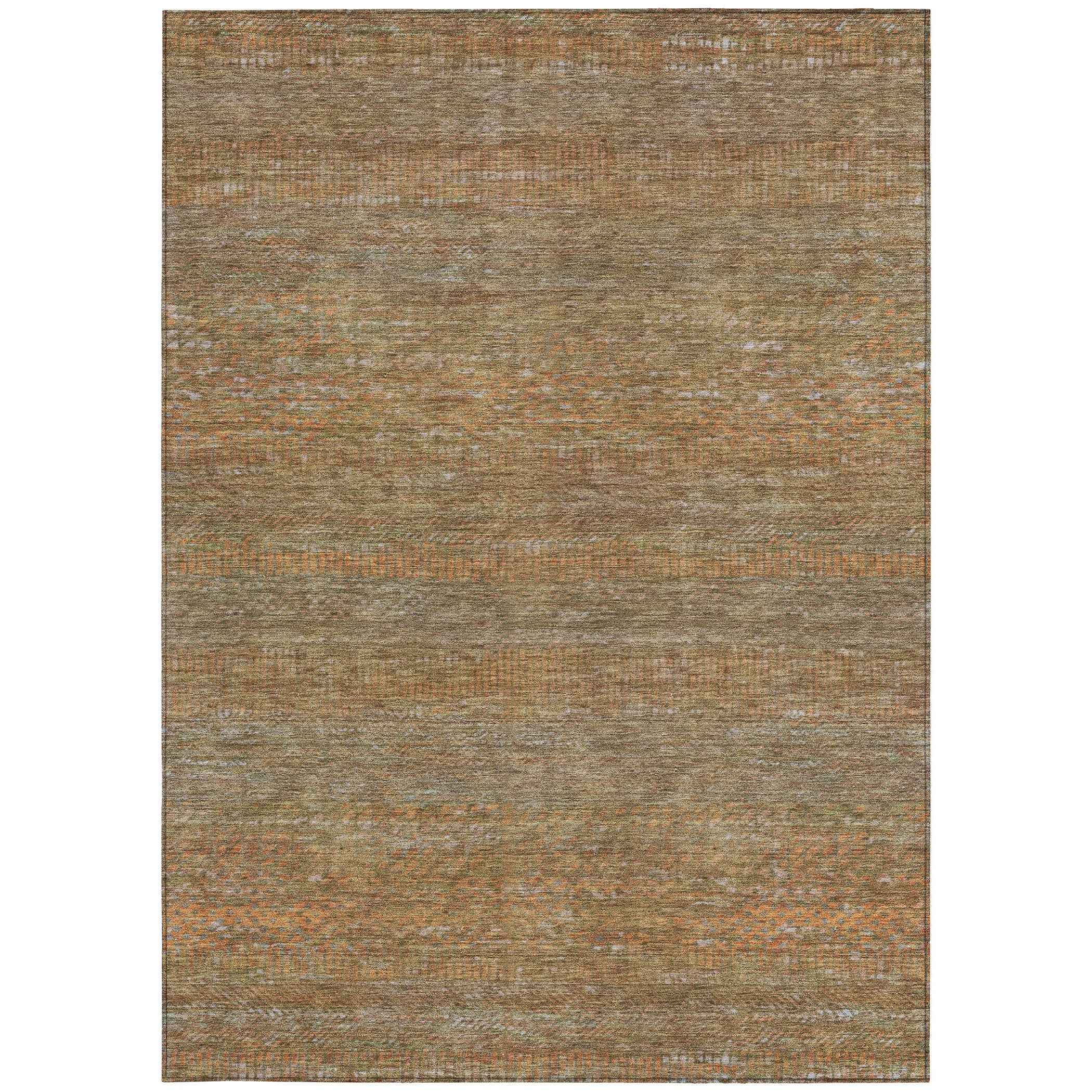 5' X 8' Taupe And Brown Striped Washable Indoor Outdoor Area Rug