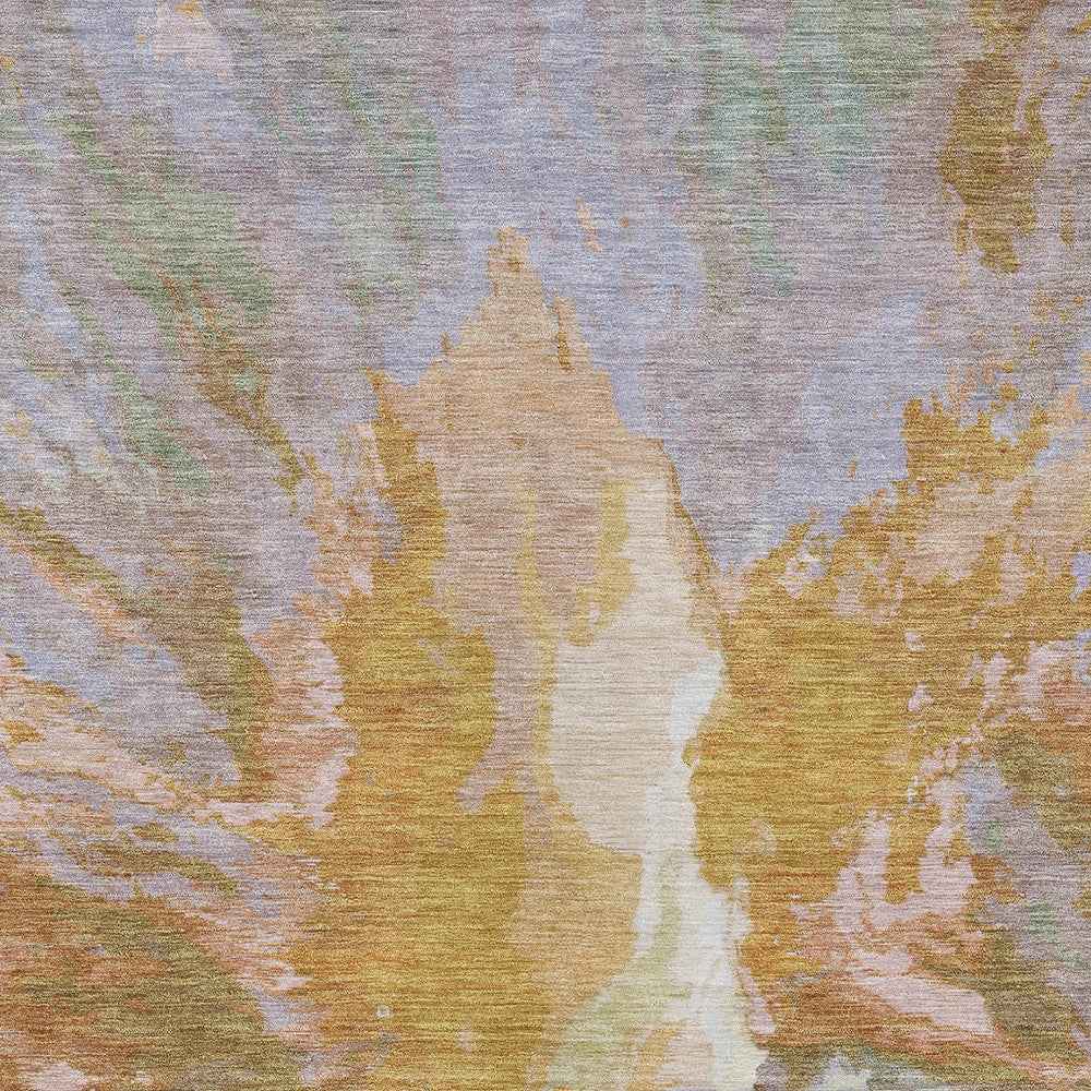 3' X 5' Rust And Lavender Abstract Washable Indoor Outdoor Area Rug