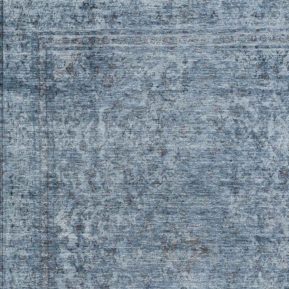 3' X 5' Blue And Beige Abstract Washable Indoor Outdoor Area Rug