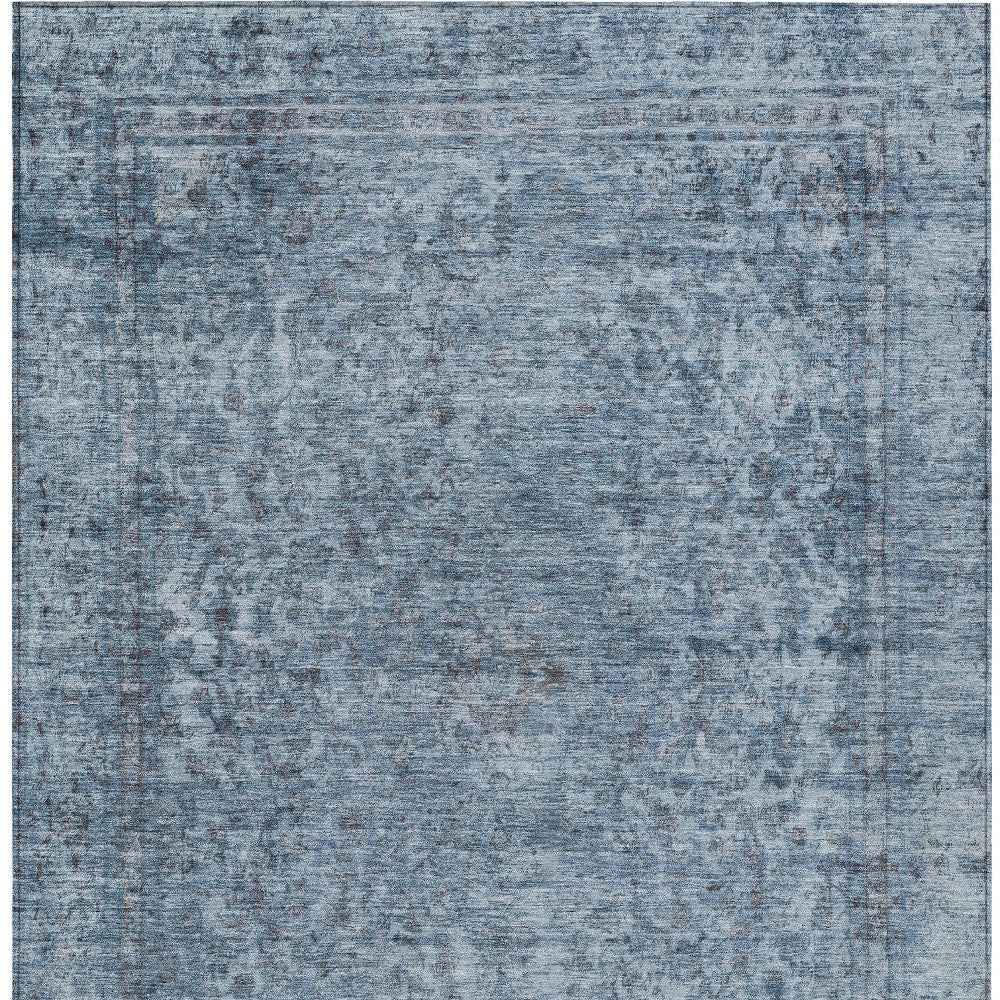3' X 5' Blue And Beige Abstract Washable Indoor Outdoor Area Rug