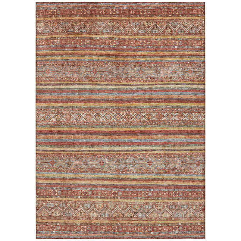 3' X 5' Rust Gold And Silver Southwestern Washable Indoor Outdoor Area Rug