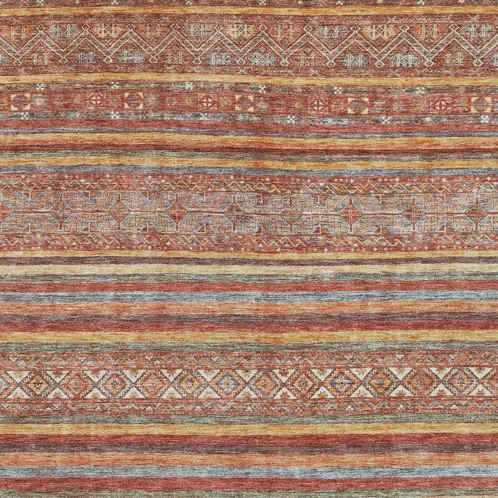 3' X 5' Rust Gold And Silver Southwestern Washable Indoor Outdoor Area Rug