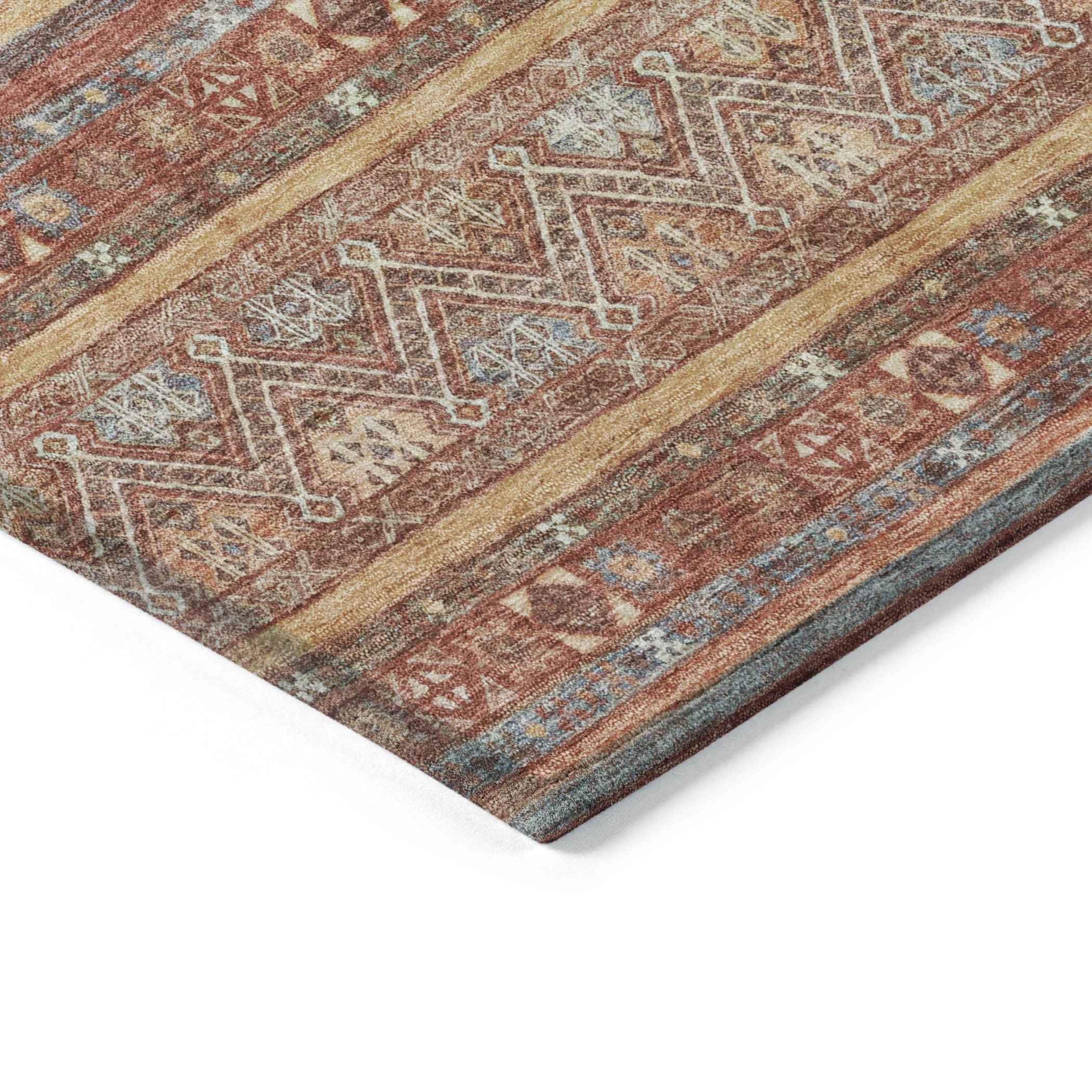 3' X 5' Rust Gold And Silver Southwestern Washable Indoor Outdoor Area Rug