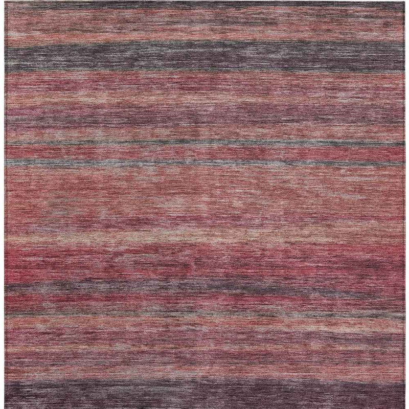 3' X 5' Rust And Blush Striped Washable Indoor Outdoor Area Rug